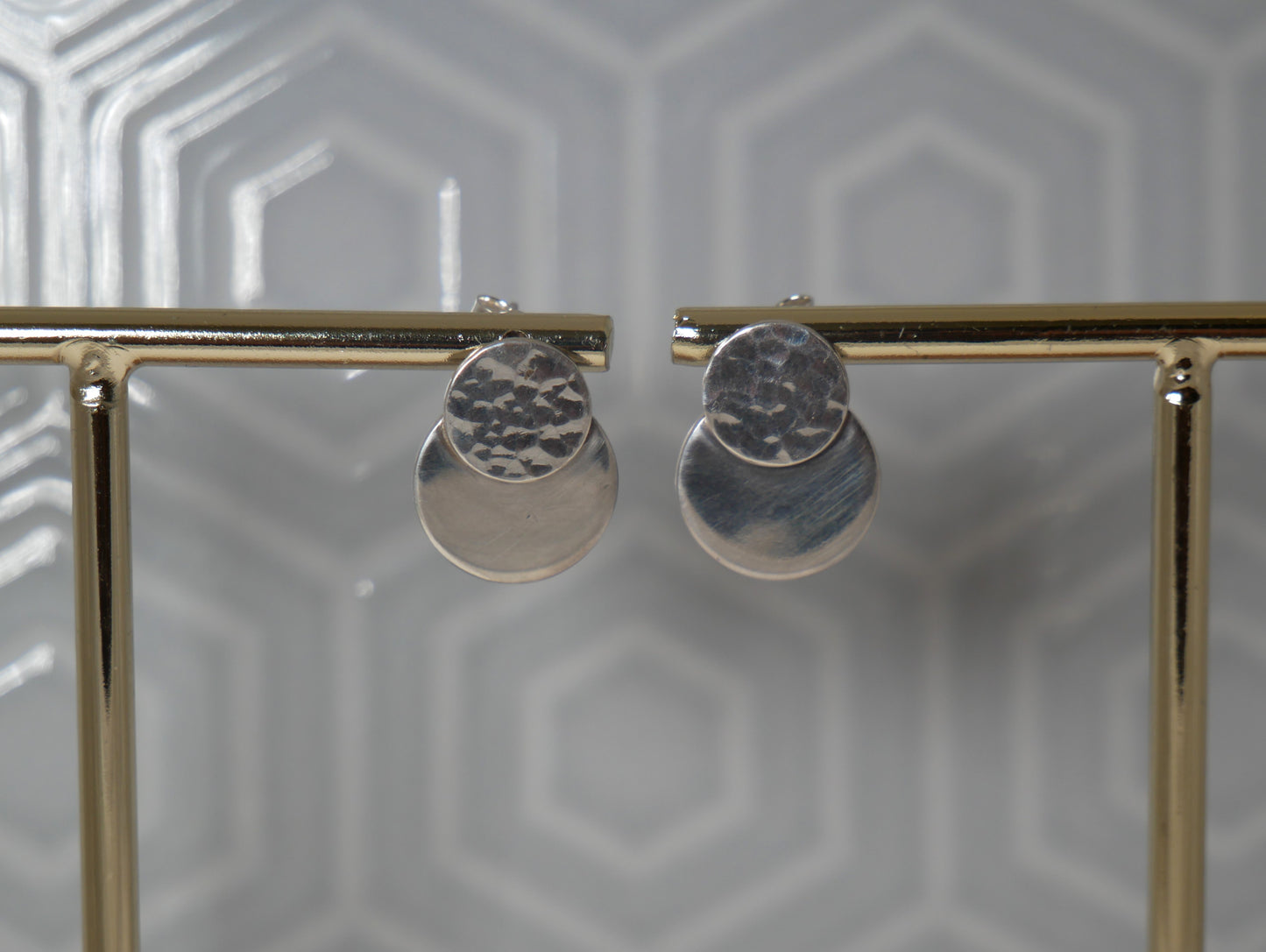 Double Bubble Stud Earrings - Hammered & Shiny