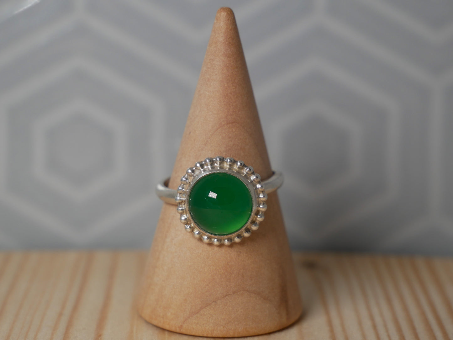 Green Onyx Halo Ring