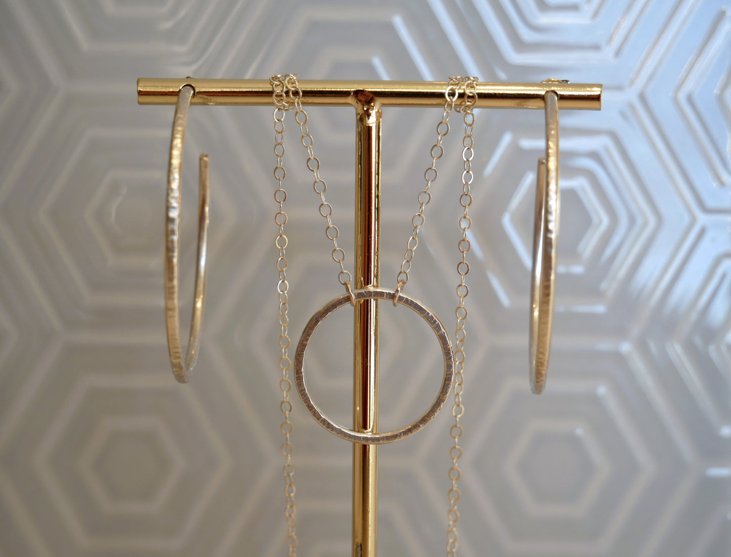 Classic Hoop Pendant with Hammered Lines