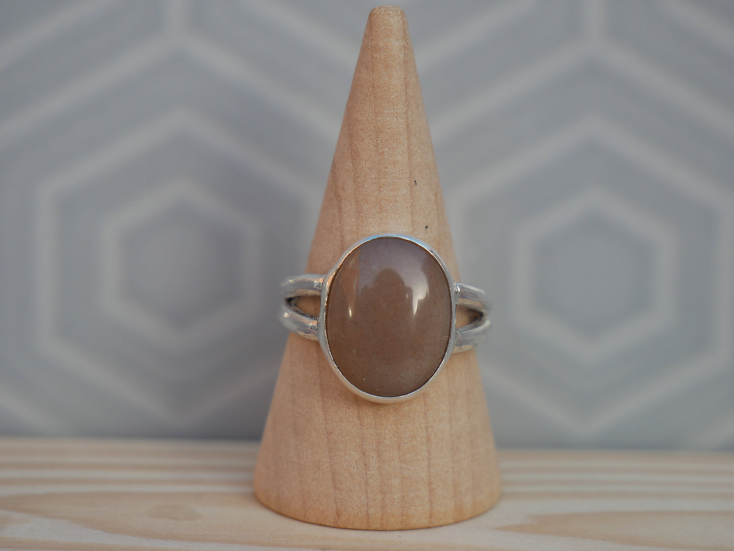 Peach Moonstone Split-Shank Ring