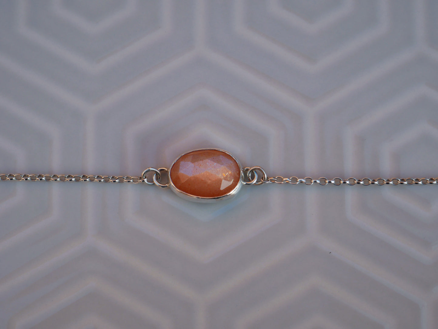 Peach Moonstone Gemstone Bracelet