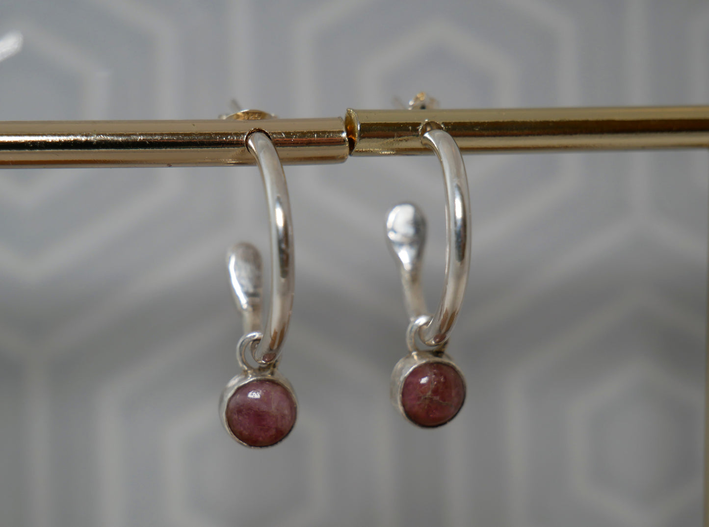 Dangle Hoops - Pink Tourmaline