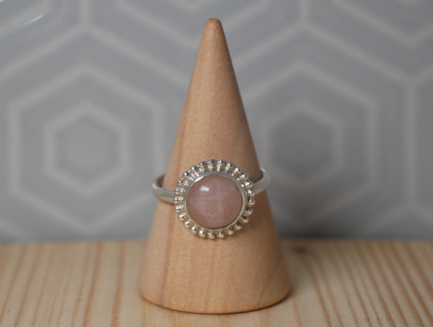 Rose Quartz Halo Ring