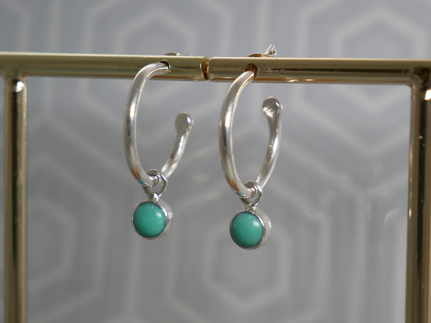 Turquoise dangle hoop earrings