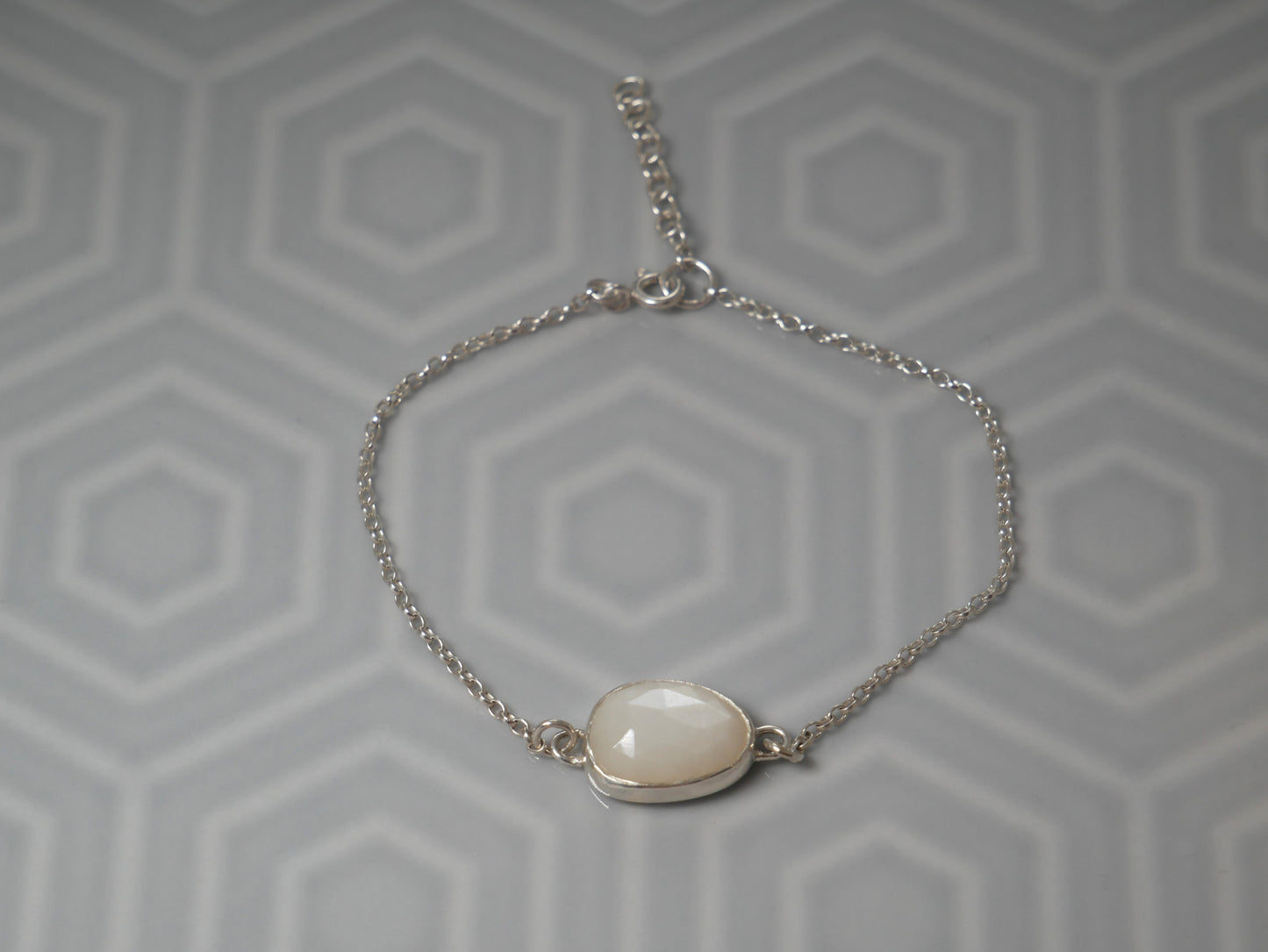 White Moonstone Gemstone Bracelet