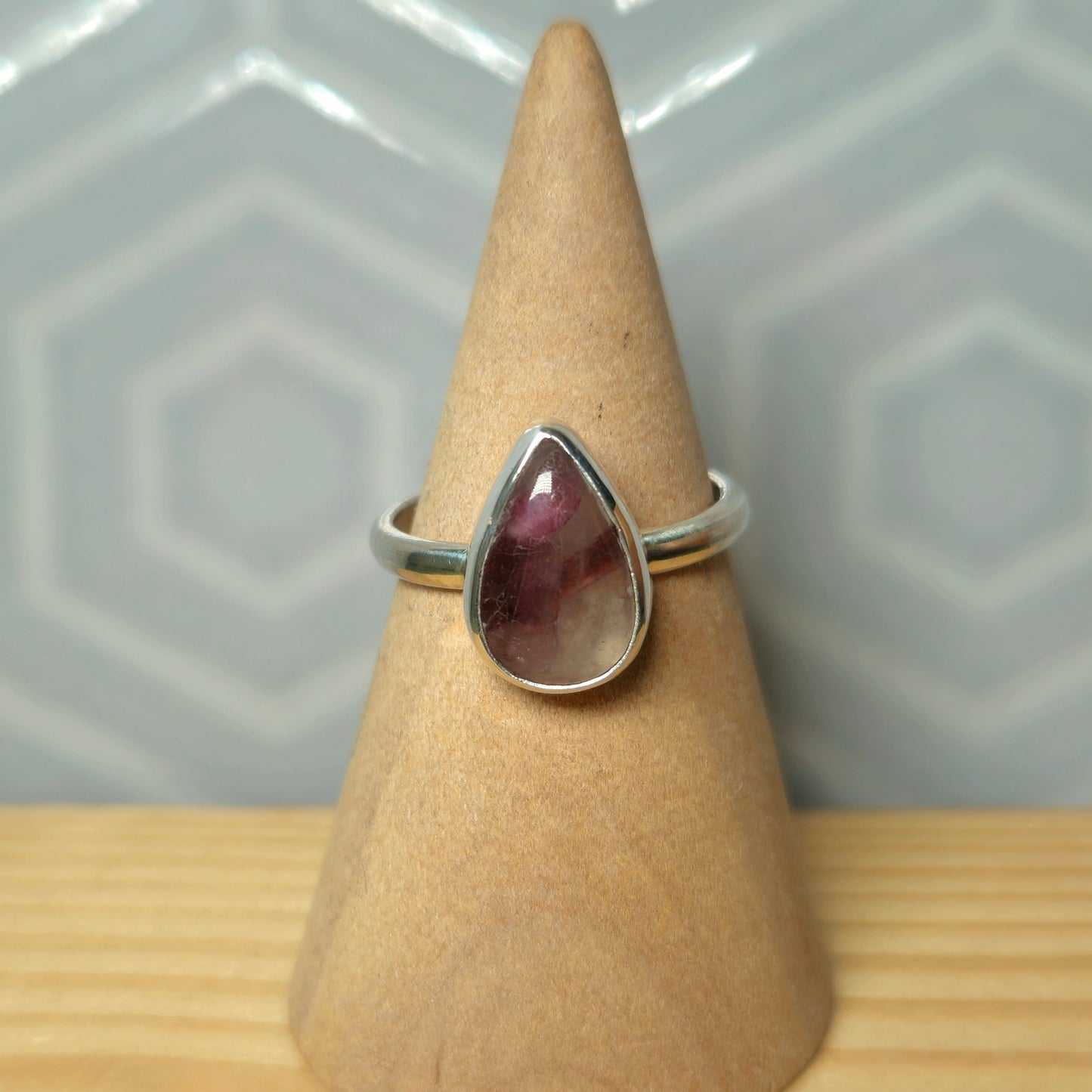 Pink Tourmaline Teardrop Ring
