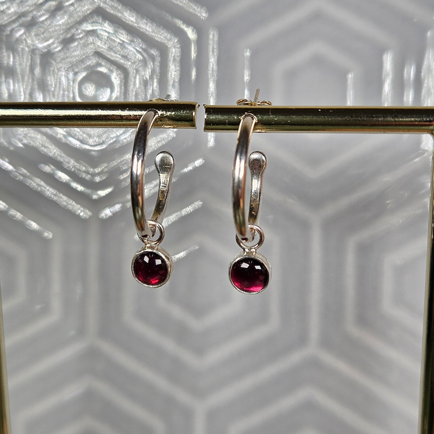 Dangle Hoops - Garnet