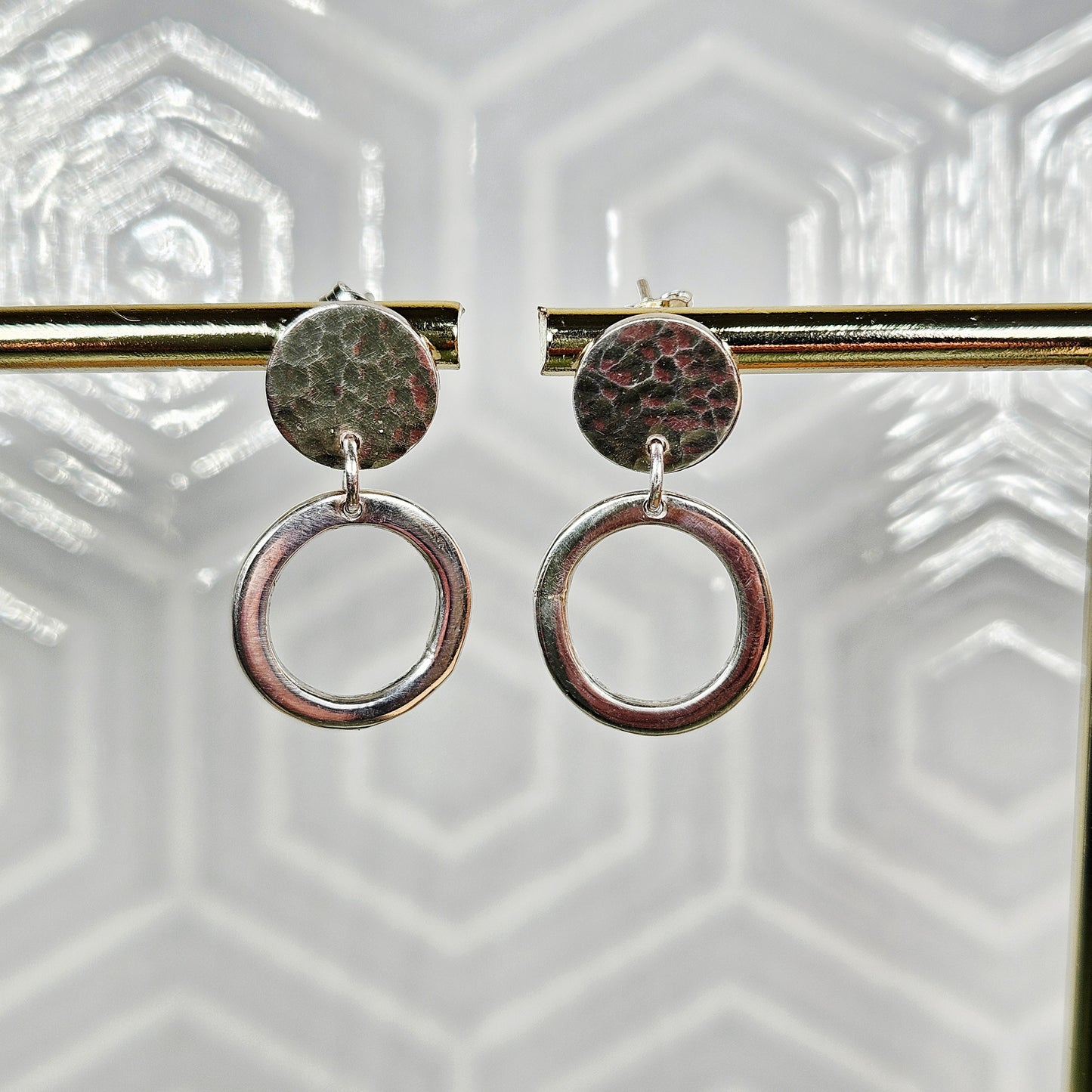 Hammered disc & hoop earrings