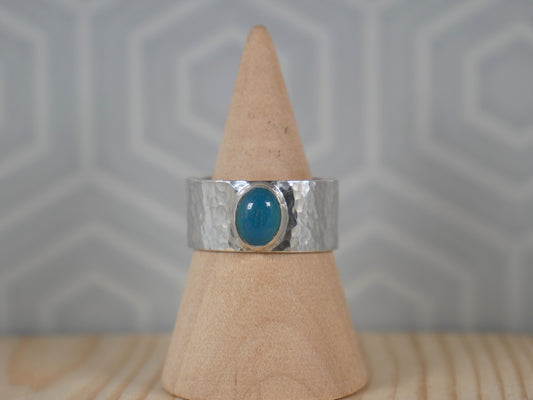 Blue Chalcedony Hammered Ring