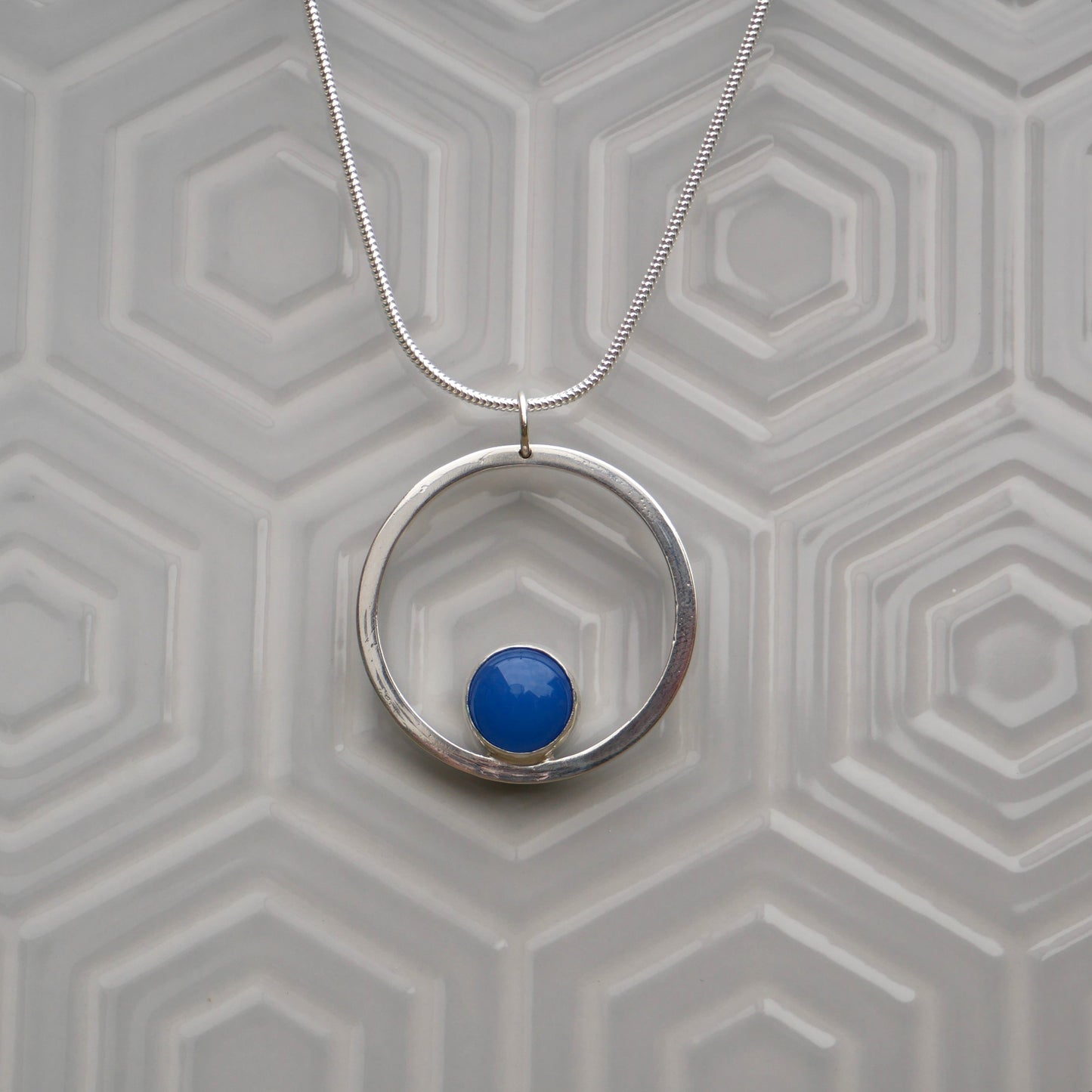 Blue Agate Circle Pendant