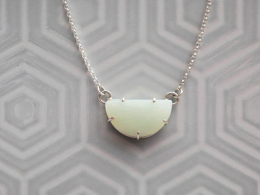 Semicircle Green Chalcedony Necklace