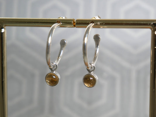 Citrine dangle hoop earrings