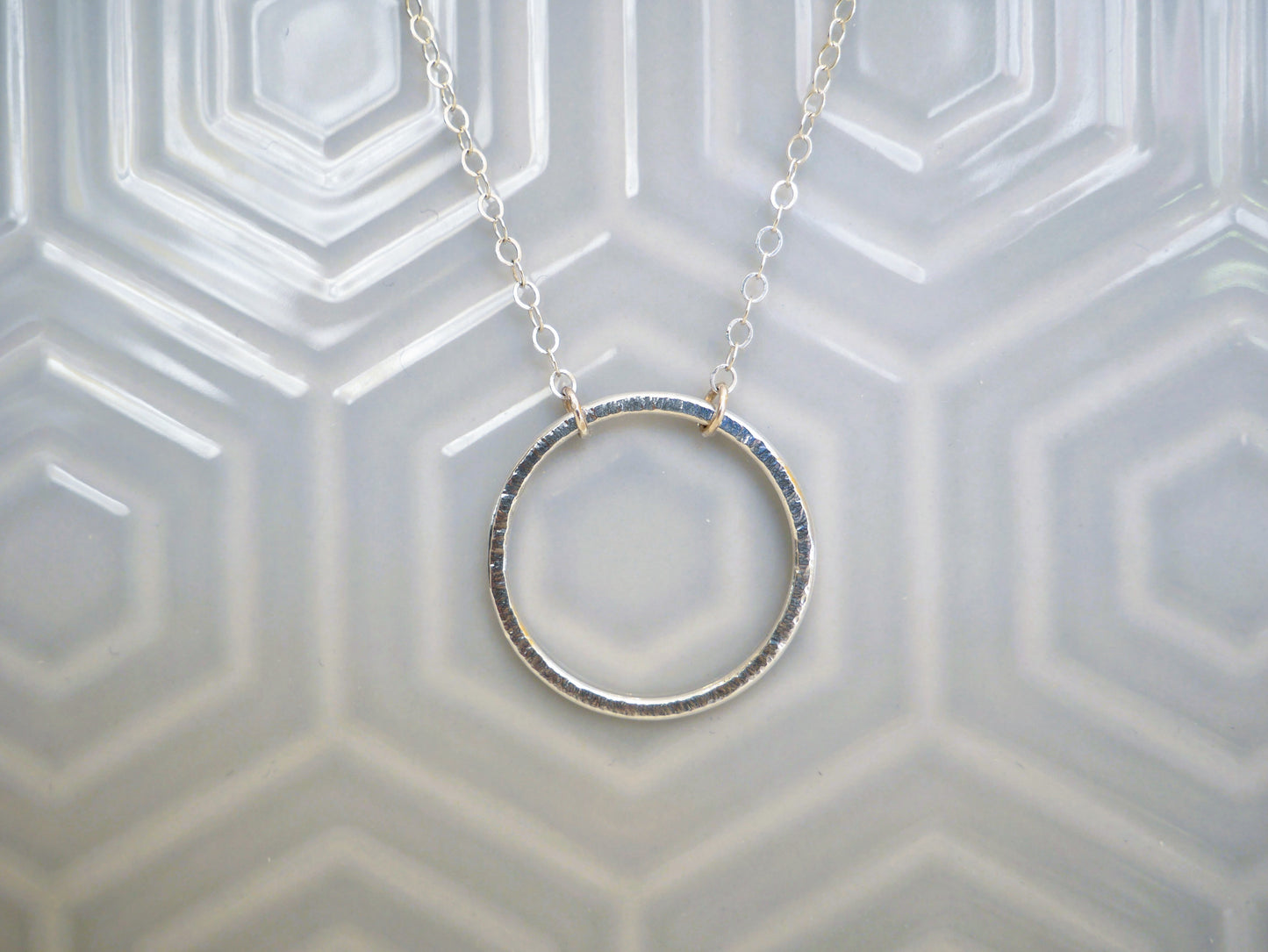 Classic Hoop Pendant with Hammered Lines