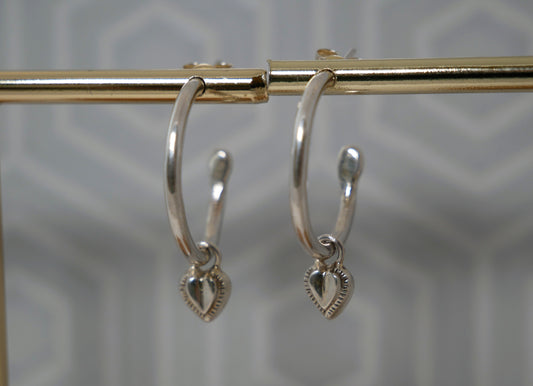 Dinky Heart Dangle Hoop Earrings