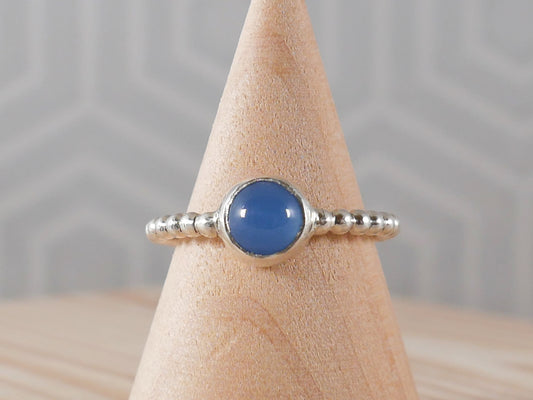 Blue Agate Bead Wire Ring
