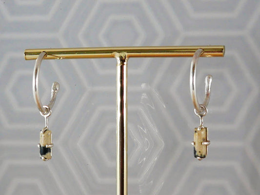 Dalmation Jasper Dangle Hoop Earrings