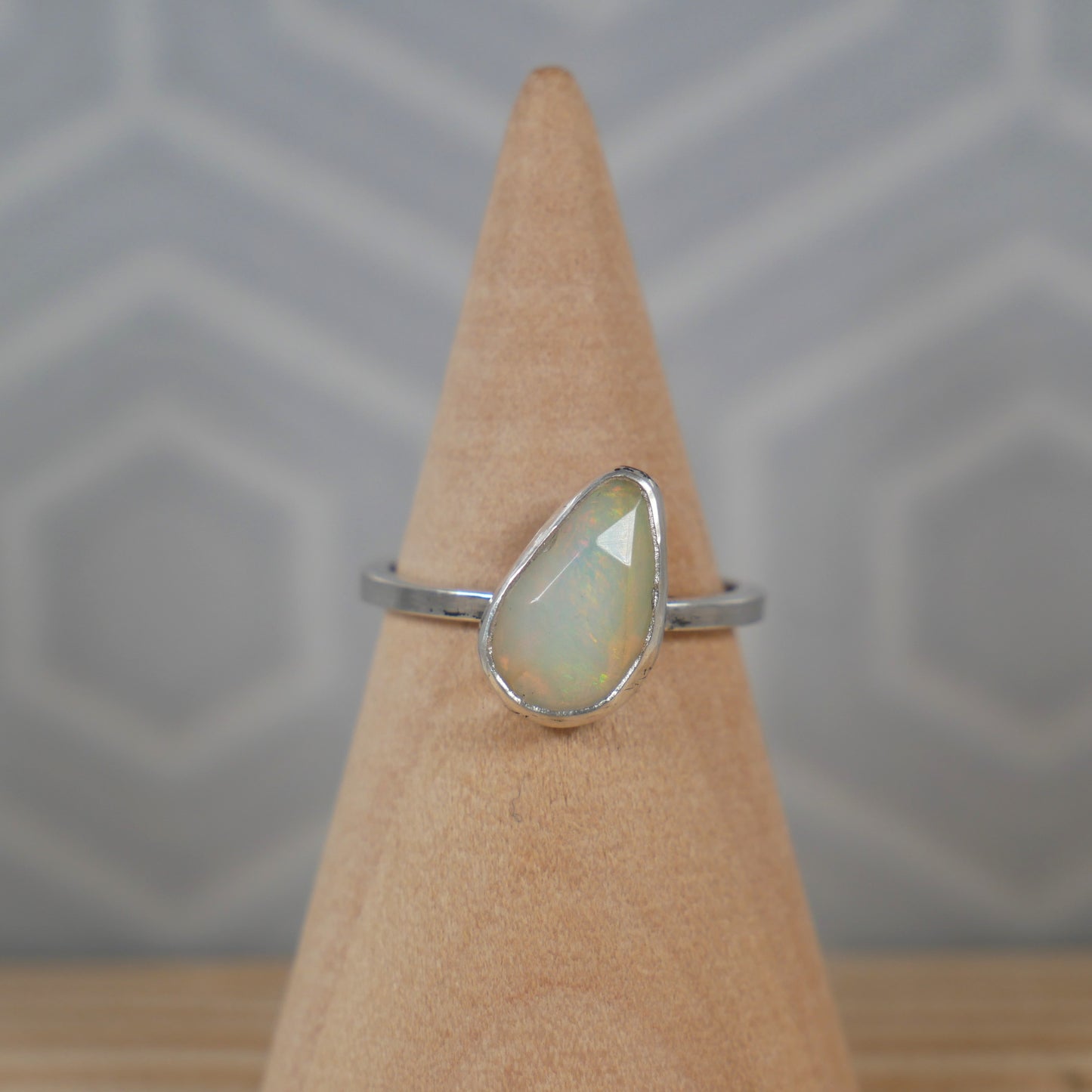 Ethiopian Opal Teardrop Ring