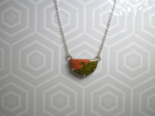 Unakite Semi-circle pendant
