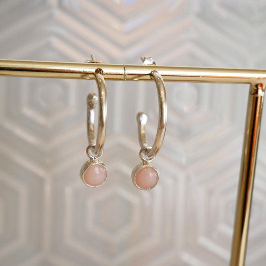 Pink Opal Dangle Hoops