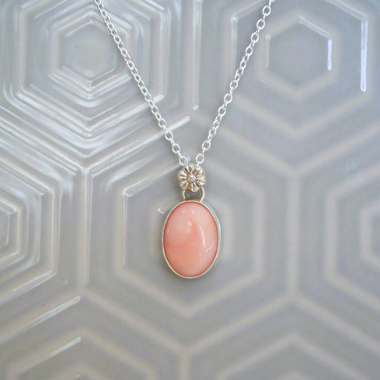 Floral Pink Opal Pendant