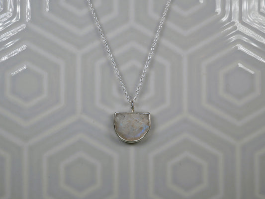 Rainbow Moonstone Semi-circle Pendant