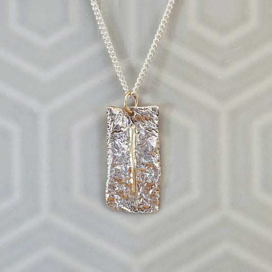 Reticulated Silver with Gold Stripe Pendant