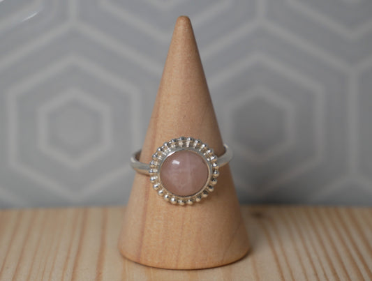 Rose Quartz Halo Ring