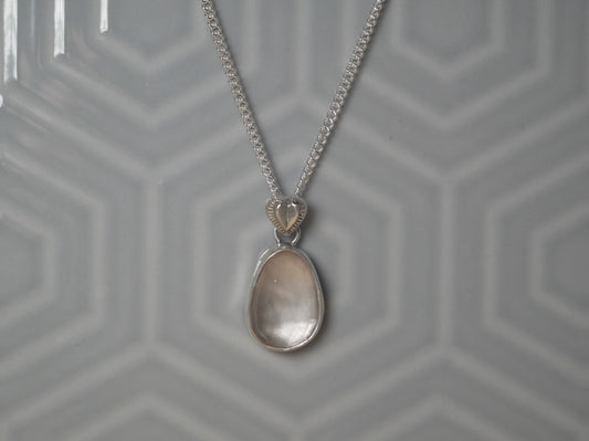 Rose Quartz Pendant with Dinky Heart Charm