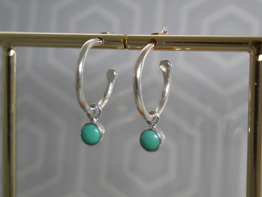 Turquoise dangle hoop earrings