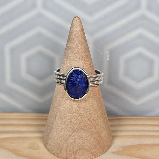 Lapis lazuli triple wire band ring