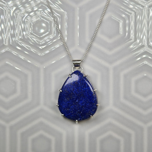 Lapis Lazuli Teardrop Prong Pendant