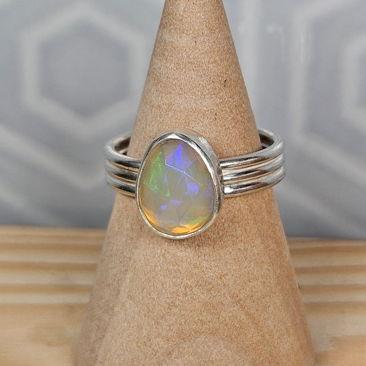 Ethiopian Opal triple band ring